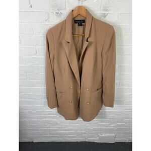 Rachel Zoe Women's Oversized Double-Breasted Blazer Long Sleeves Tan Size M